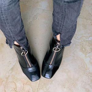 ASOS patent leather ankle black zippered ankle booties
